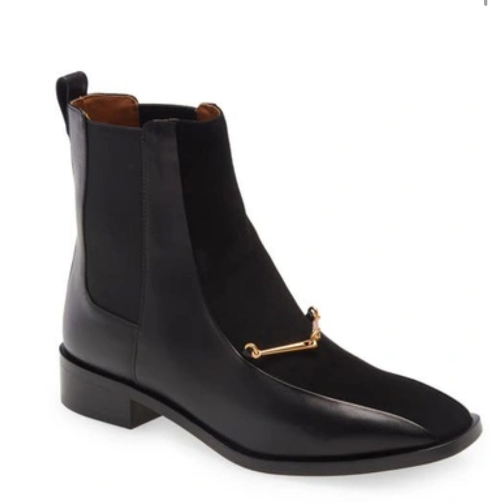 Tory Burch Chelsea Boots Women 7.5 Black Good Leather Suede Gold Bit 5585 021